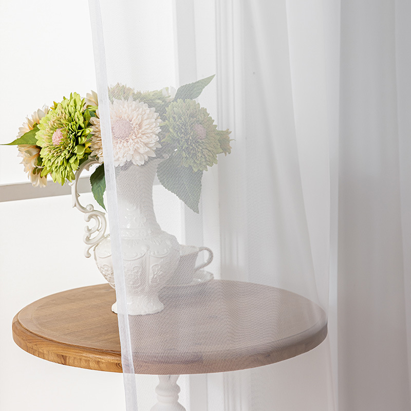 Solid Color Polyester Sheer Curtains – Semi-Transparent Light-Filtering Drapes
