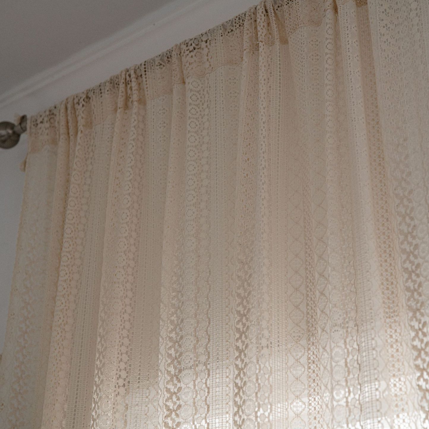 Emanchi Yun Crochet Curtains – Sheer Beige, American Country Style, Ready-Made for Living Room, Balcony & Bedroom