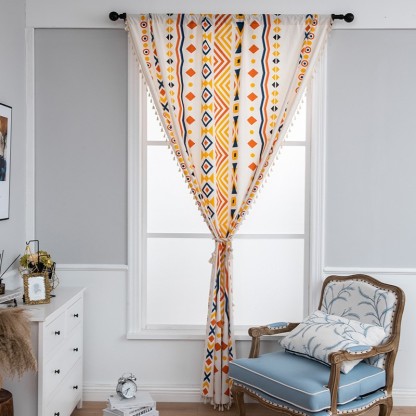 Bohemian Tassel Cotton-Linen Curtains – Ready-Made American Style, Luxury Light-Blocking Drapes for Bay Windows