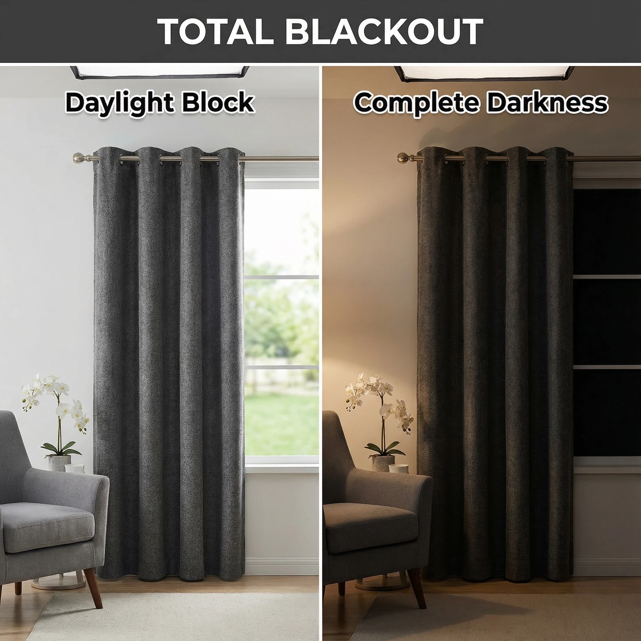 100% Blackout Curtains for Bedrooms | Full Sun Block | Thermal Insulation | Noise Reduction Drapes