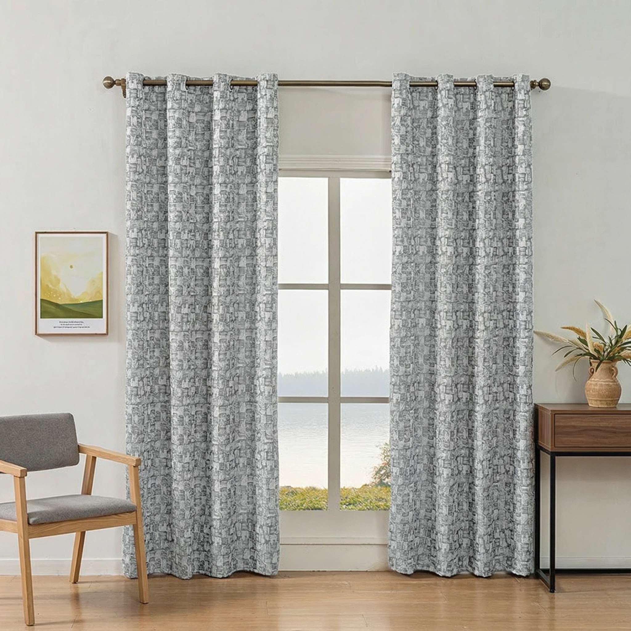 Jacquard Blackout Curtain │ Checkered Design │ Living Room & Bedroom