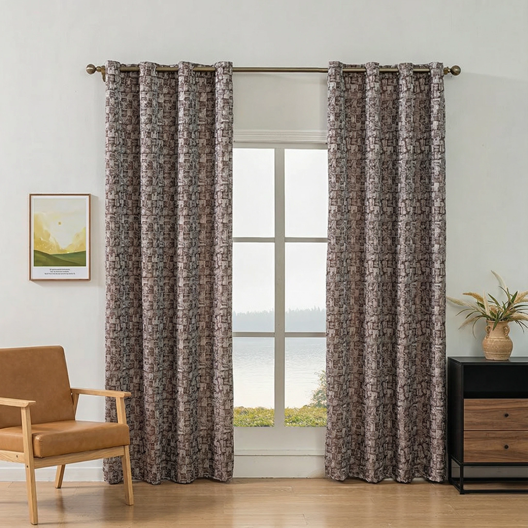 Jacquard Blackout Curtain │ Checkered Design │  Living Room & Bedroom