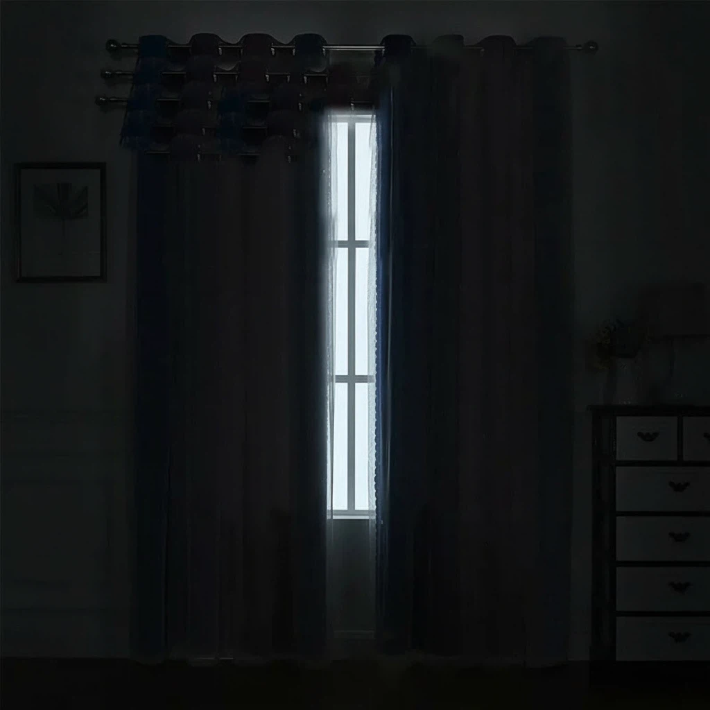 Gradient Striped Blackout Curtains with Sheer Layer – Light Filtering, Privacy & Ready-Made Panels