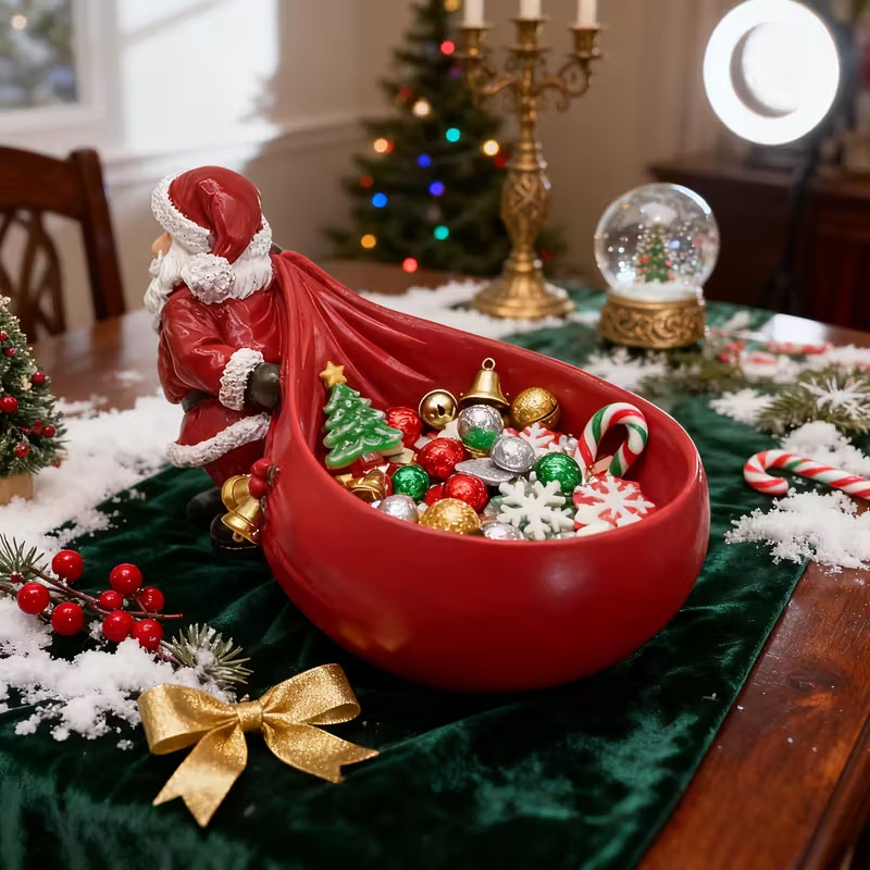 🎅Weihnachtsmann-Figur aus Kunstharz mit Bonbonschale🍬