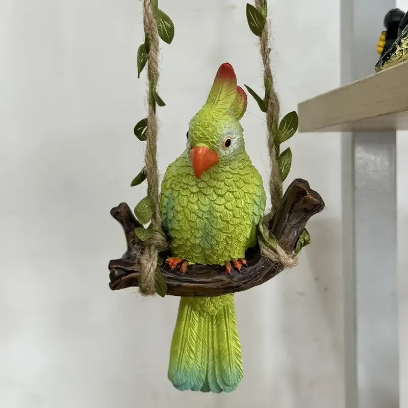 Rustikale Wanddekoration in Form eines Papageis aus Kunstharz