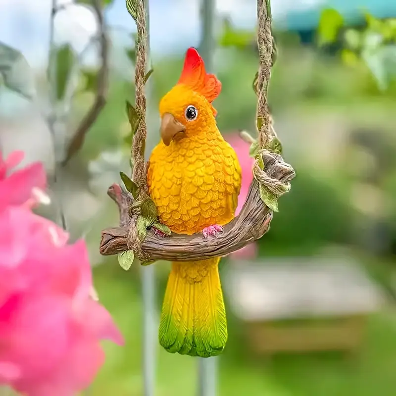 Rustikale Wanddekoration in Form eines Papageis aus Kunstharz