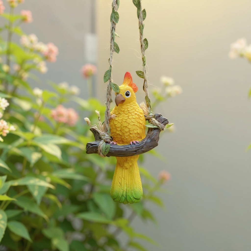 Rustikale Wanddekoration in Form eines Papageis aus Kunstharz