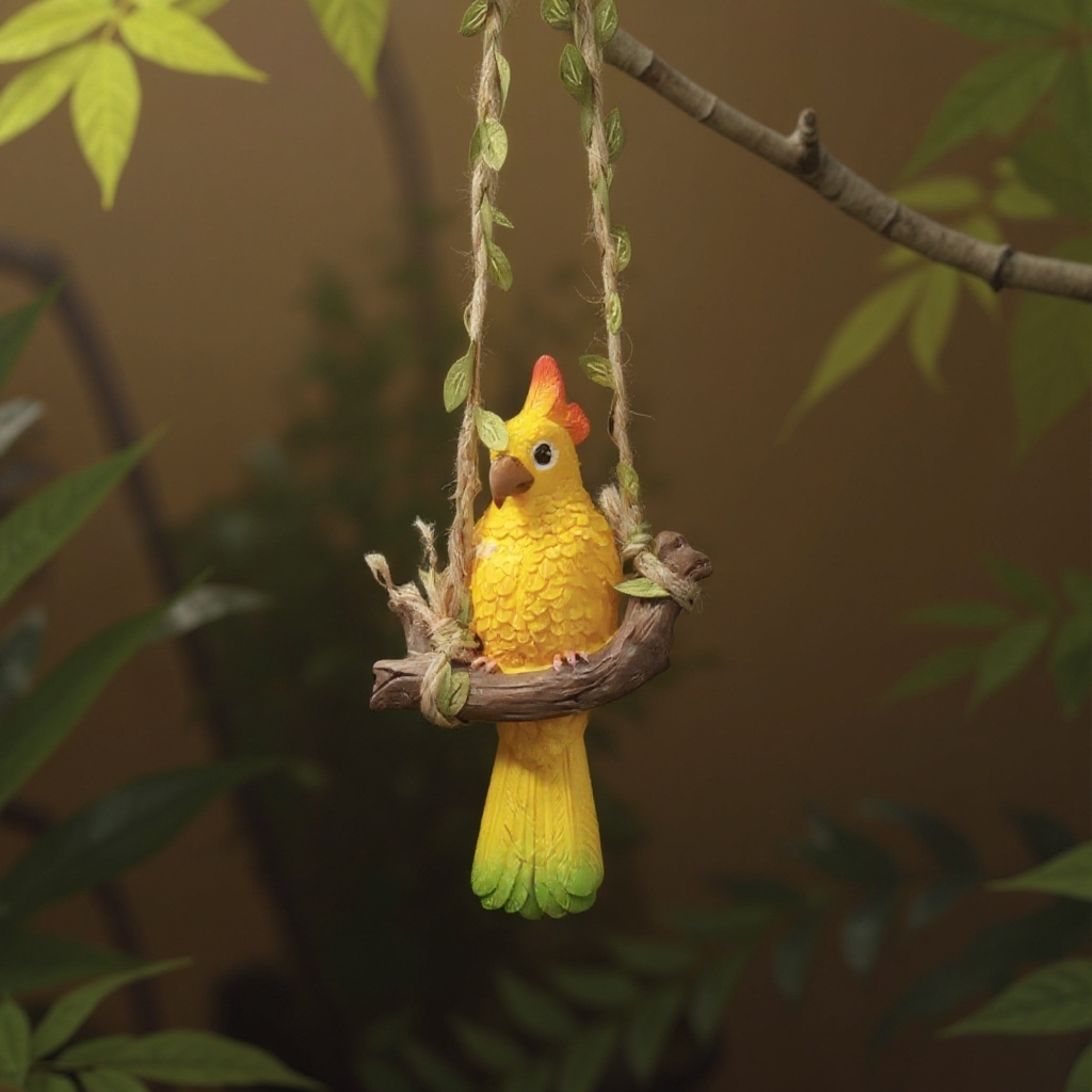 Rustikale Wanddekoration in Form eines Papageis aus Kunstharz