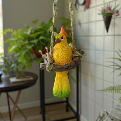 Rustikale Wanddekoration in Form eines Papageis aus Kunstharz