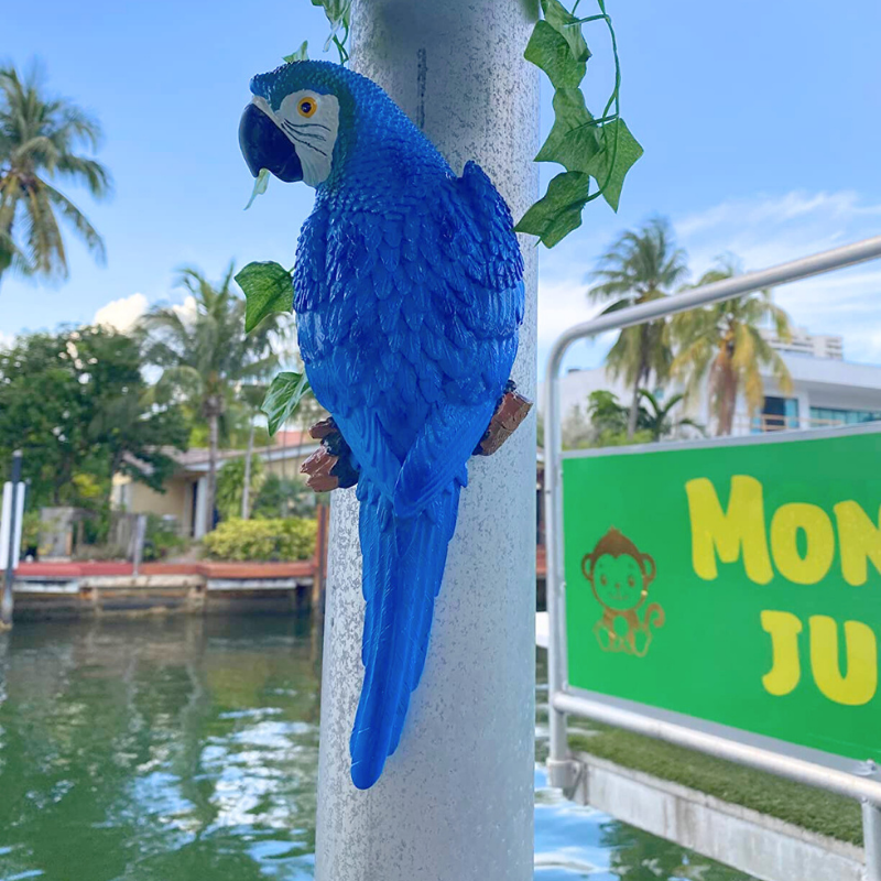 🦜Handgefertigte Papageienfigur aus Kunstharz für den Außenbereich