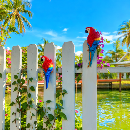 🦜Handgefertigte Papageienfigur aus Kunstharz für den Außenbereich