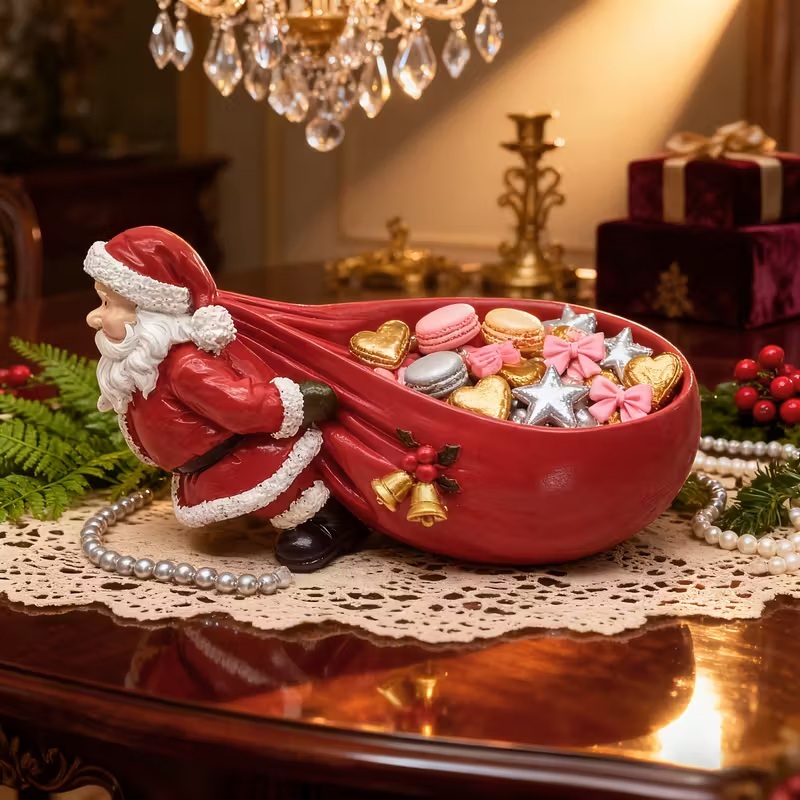 🎅Weihnachtsmann-Figur aus Kunstharz mit Bonbonschale🍬