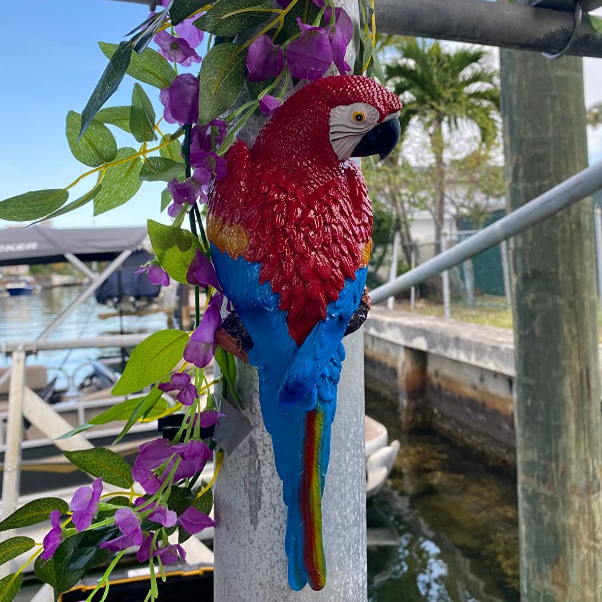 🦜Handgefertigte Papageienfigur aus Kunstharz für den Außenbereich