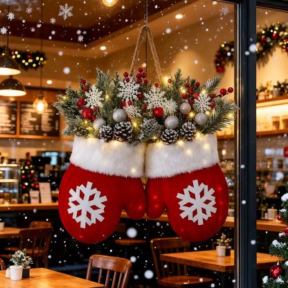 🎅Funkelnder, steckerloser, selbstleuchtender Weihnachtshandschuhkranz🎄