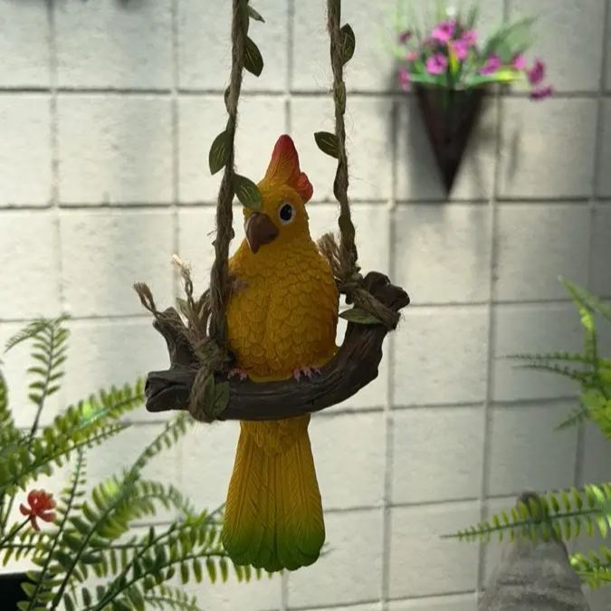 Rustikale Wanddekoration in Form eines Papageis aus Kunstharz