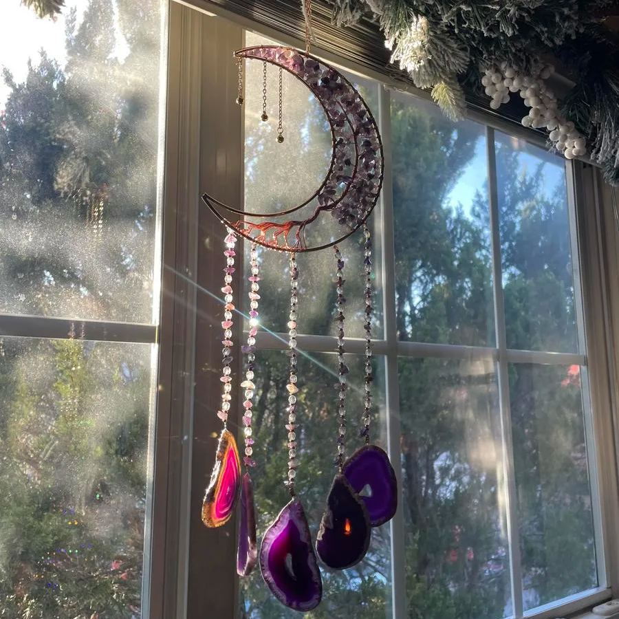 🌙Agat Drömfångare: En blandning av konstnärlighet och lugn för ditt utrymme💎