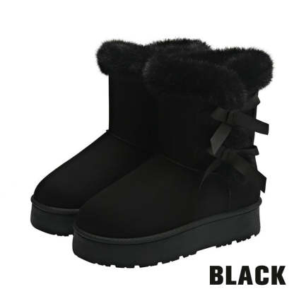 🎀Weihnachts-Specials🎁Klassische Plateau-Schneestiefel für Frauen mit Plüsch-Schleife