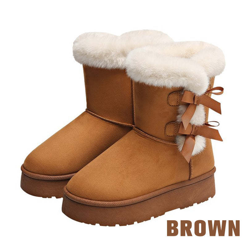 🎀Weihnachts-Specials🎁Klassische Plateau-Schneestiefel für Frauen mit Plüsch-Schleife