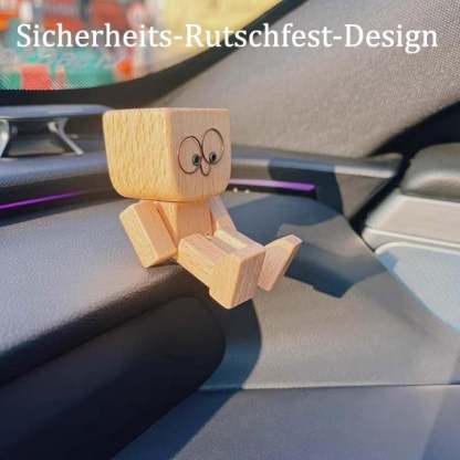 🙂Wippendes Holzmännchen Mit Wohlfühl-Lächeln – Kreatives Auto-Duftaccessoire