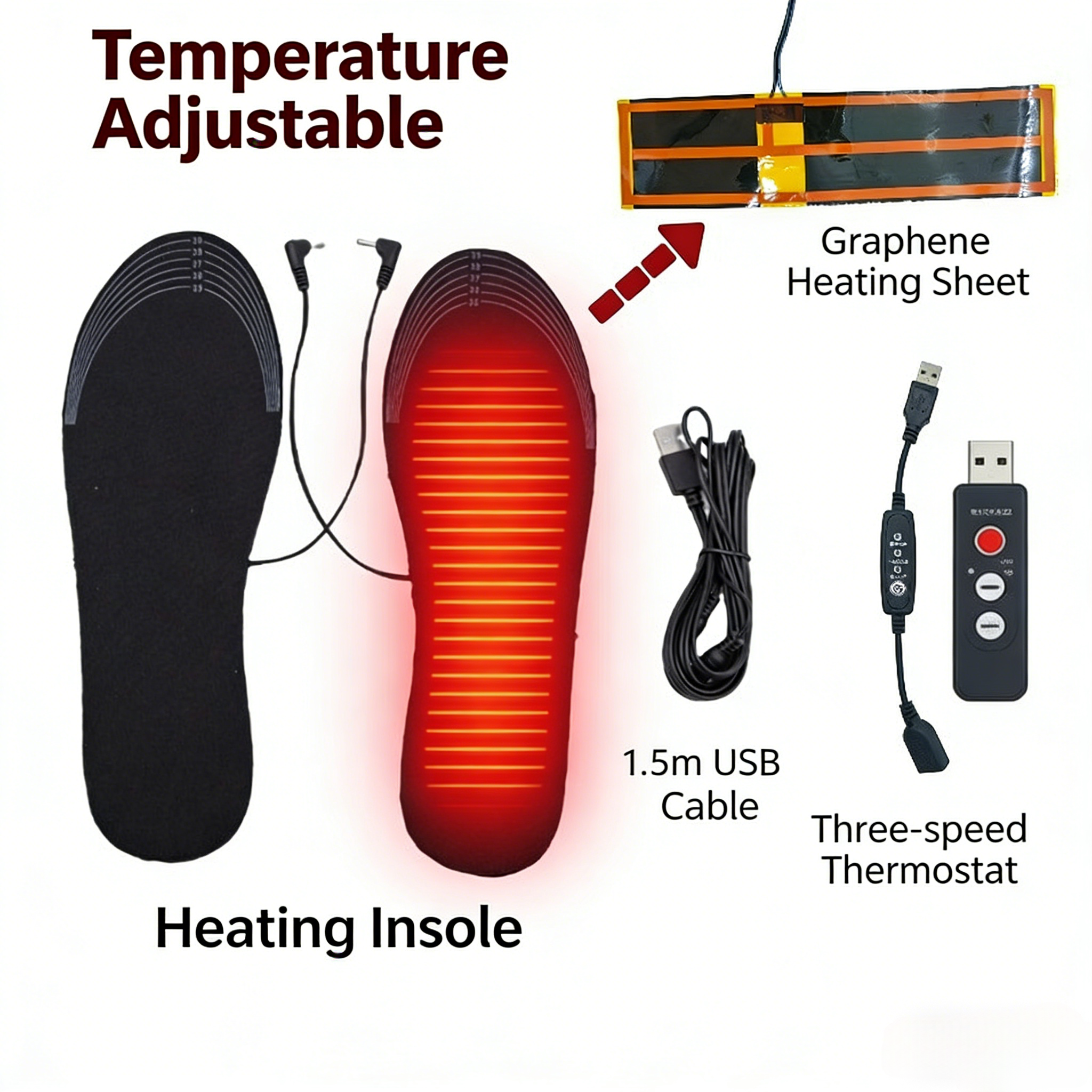 🔥HOT SALE 35% OFF❄️Heated Insoles for Women Men with Remote Control 3 Heat Settings🦶
