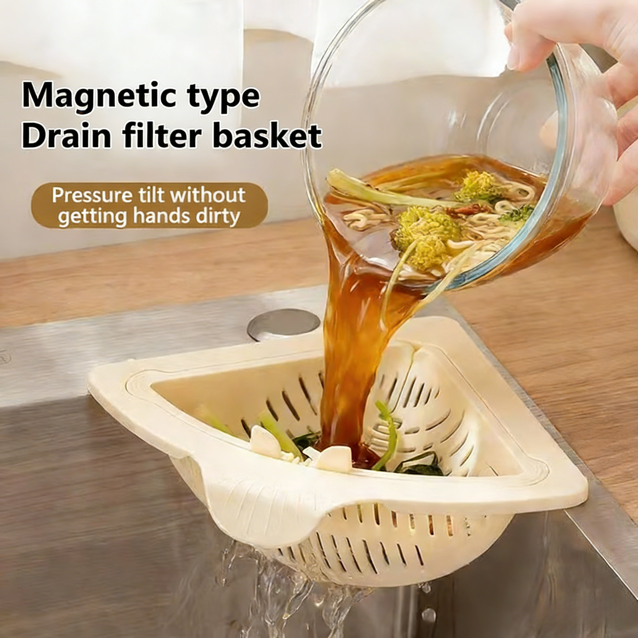 🔥Buy 1, Get 1 Free🔺Magnetic Triangular Draining Basket - Kitchen Storage Rack and Colander
