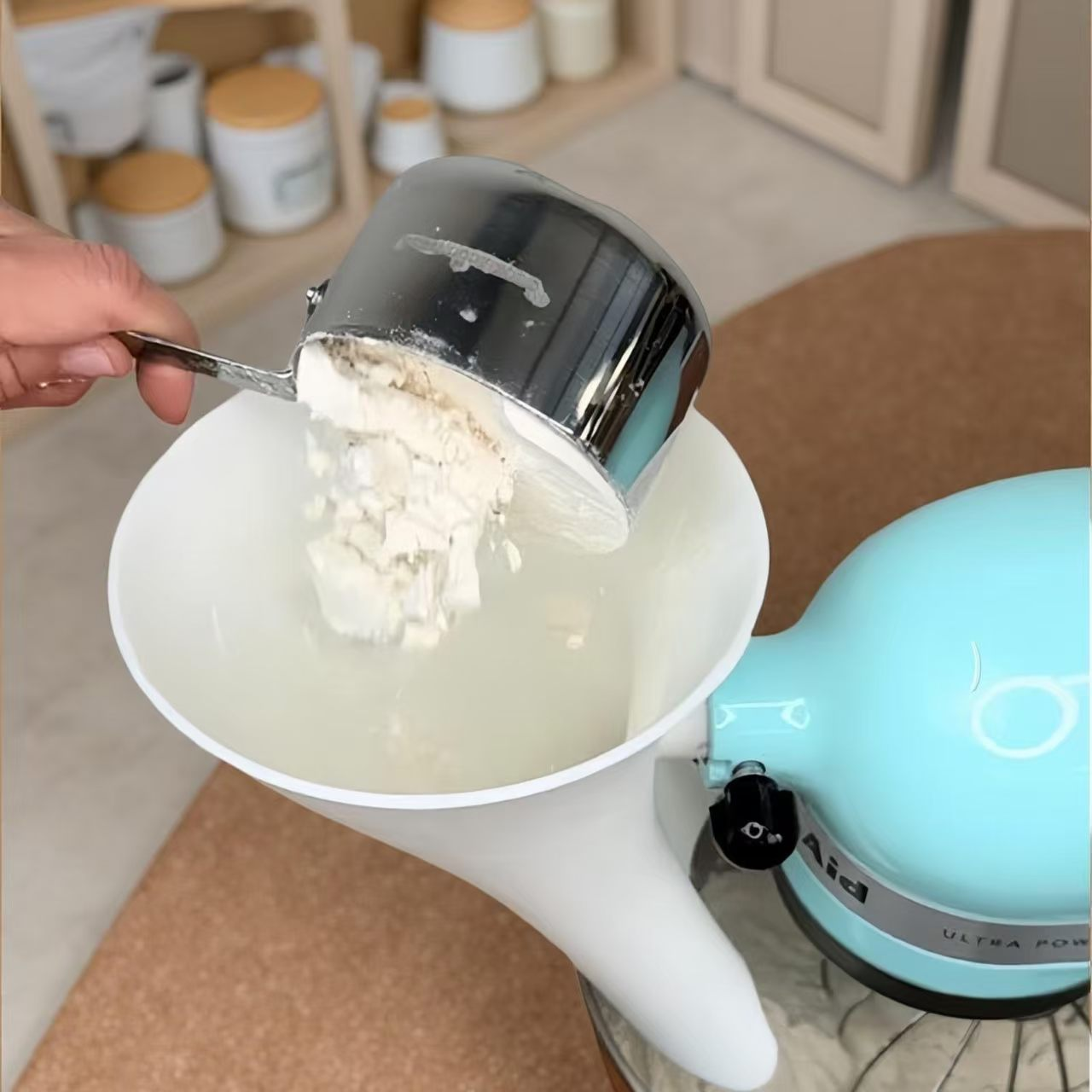 🔥LAST DAY 50% OFF✨🥰 Flour Funnel for Kitchen Aid Stand Mixer🥚🍰—The chef's right-hand assistant👨‍🍳💖