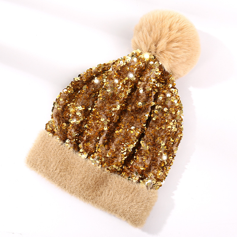 🔥Last Day 50% OFF -🎀 Sequin Fur Pom Beanie ⭐