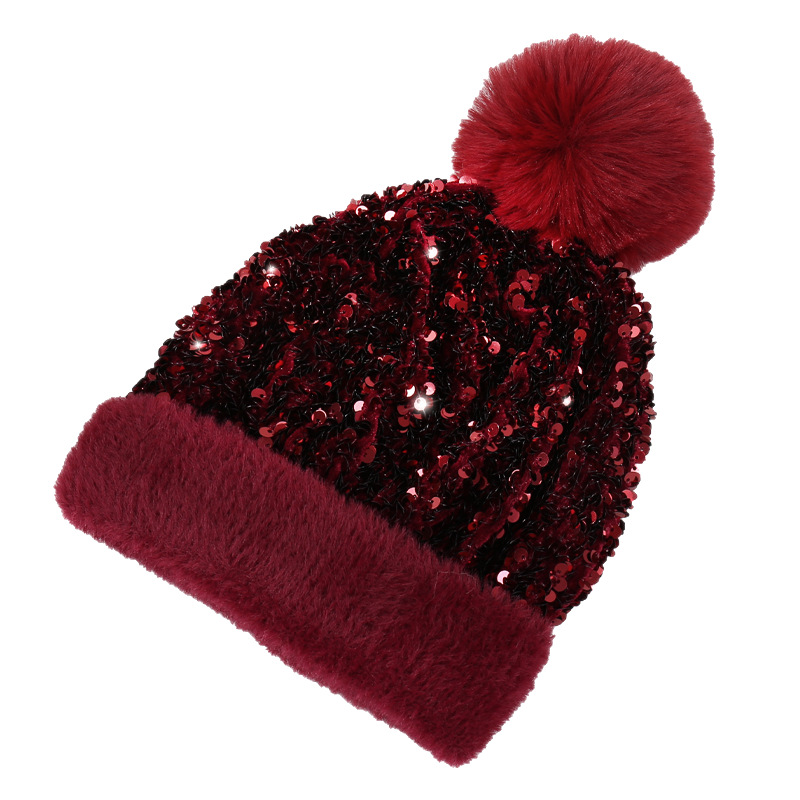 🔥Last Day 50% OFF -🎀 Sequin Fur Pom Beanie ⭐