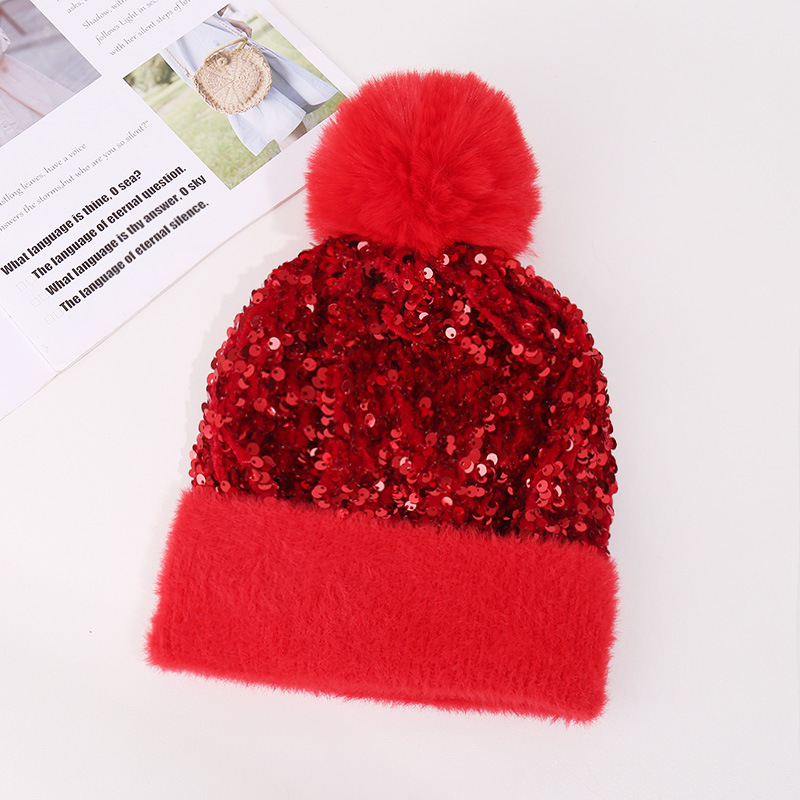 🔥Last Day 50% OFF -🎀 Sequin Fur Pom Beanie ⭐
