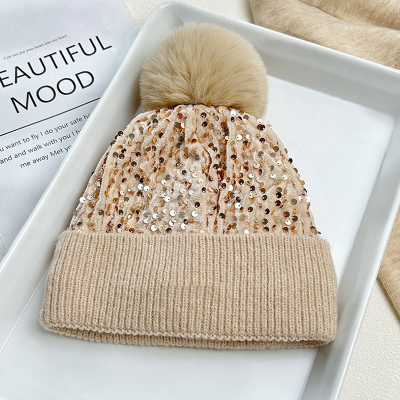 🔥Last Day 50% OFF -🎀 Sequin Fur Pom Beanie ⭐