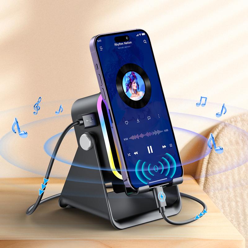 💥 FINAL TIME SALE! 40% OFF🎶📱 5-in-1 Wireless Induction Bluetooth Speaker with Adjustable Phone Stand