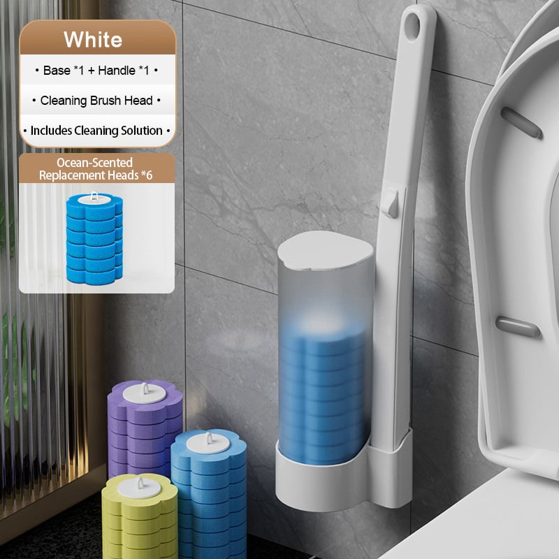 Disposable Toilet Cleaning System: Toilet Brush & Holder Kit with 6PCS Pre-Soaked Cleaner