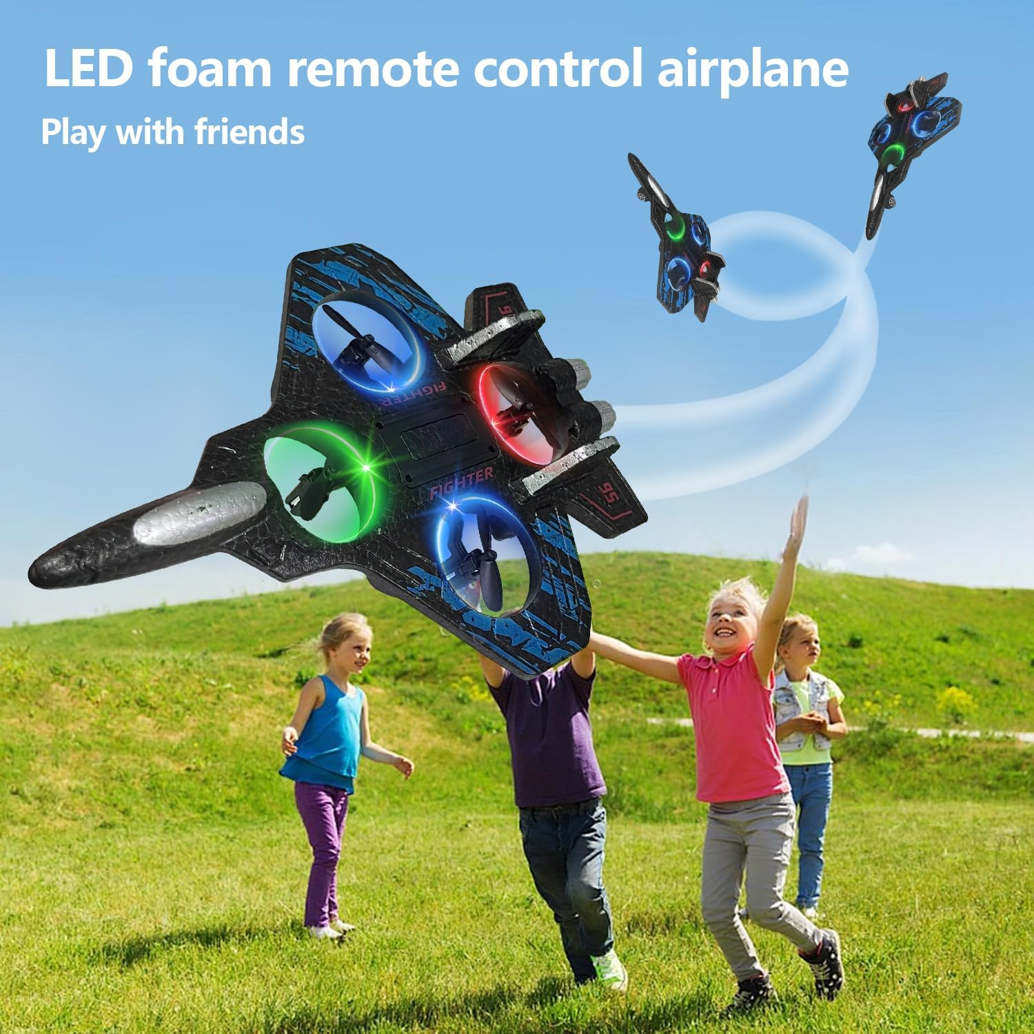 🔥 LAST DAY 50% OFF 😍Jet Fighter Jet Stunt Remote Control Airplane Toy (with 360° flip and LED lights)✈