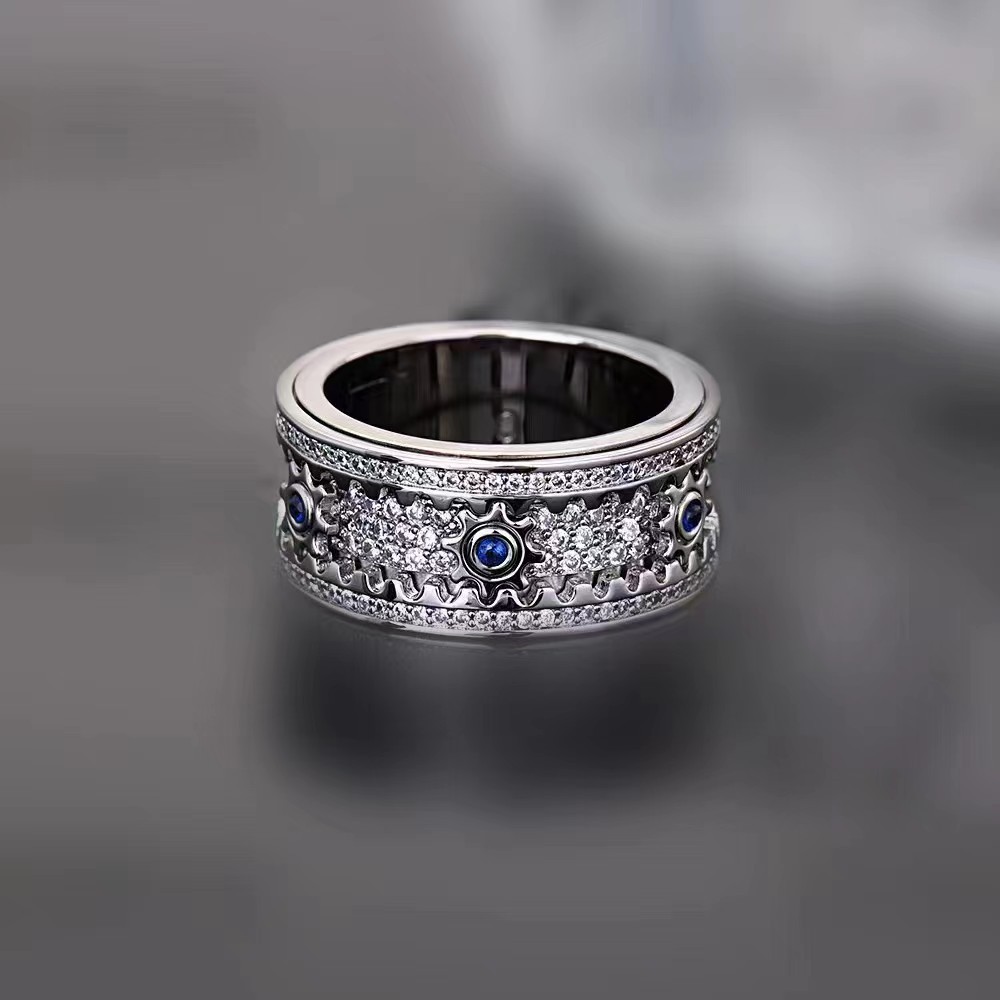 925 Sterling Silver Personalized Stress Reducing Rotatable Gear Ring