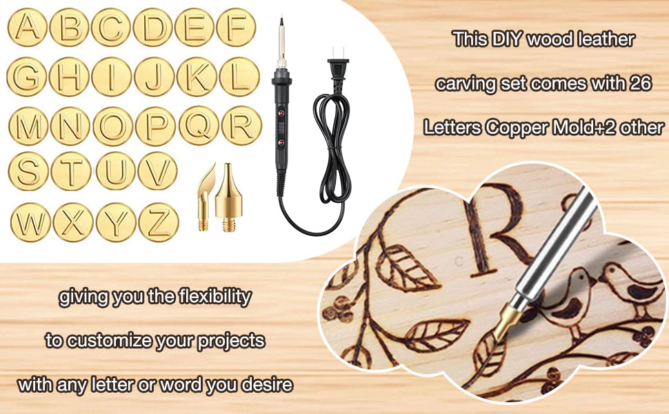 Wood Burning Kit,Wood Burning Kit with Letter Stamps,Wood Burning Letters