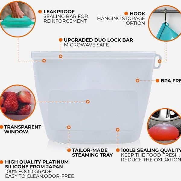 🍳Reusable silicone food storage bags⭐