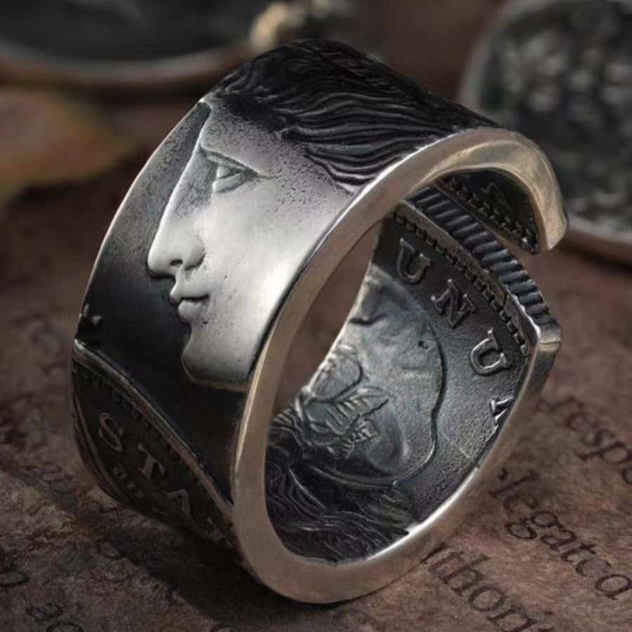🎁Mongolia Jewelry - Mongolian Craft Handmade Morgan Silver Coin Bangle/Ring💎