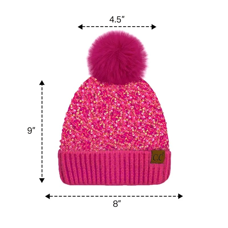 🔥Last Day 50% OFF -🎀 Sequin Fur Pom Beanie ⭐
