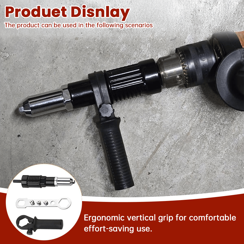 🛠️Pro-Grade Electric Rivet Gun Adapter – 💥With 4 Nozzle Sizes for Home DIY, Automotive & Industrial Use ⚡Turn Your Drill into a Riveting Beast!