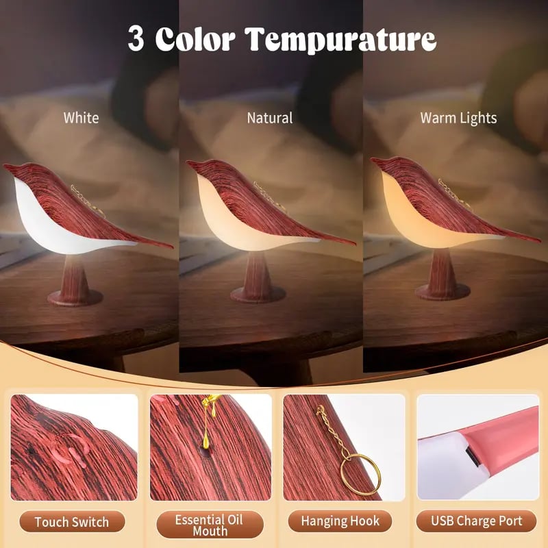 🔥ON SALE🔥Small Bird Touch Lamp🐦Dimmable and Cordless Bird Night Light✨