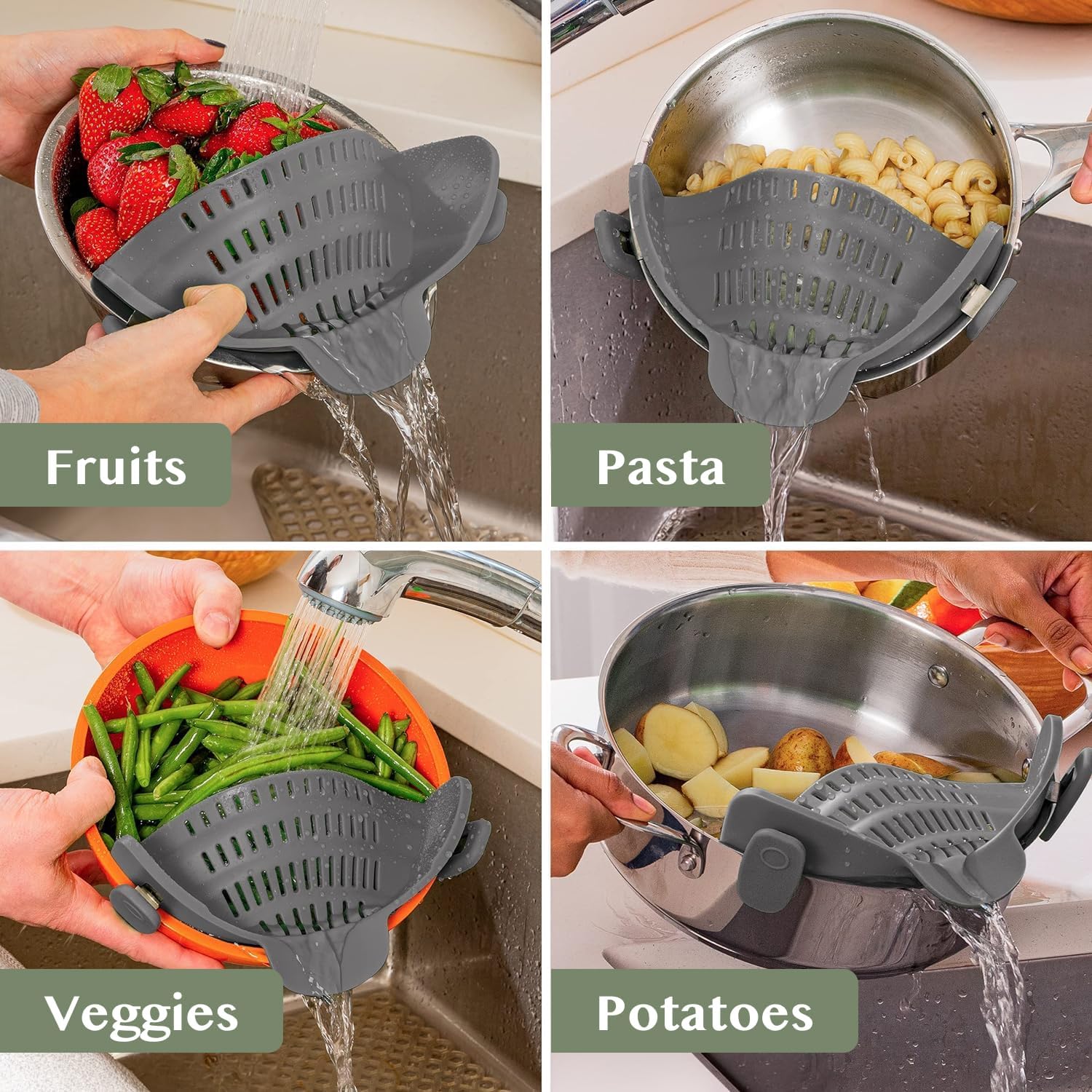 🔥LAST DAY 50% OFF🌟 High-Quality Silicone Material🔥Silicone Clip-On Colander