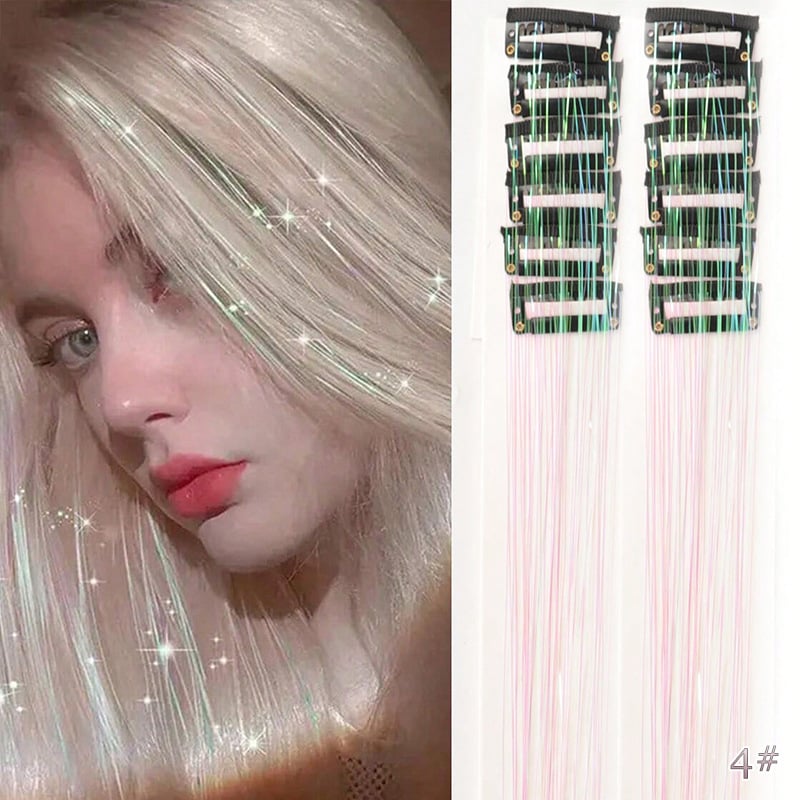 🔥Last Day 49% OFF ✨Clip-in Tinsel Hair Extensions(A set of 12 pieces)🌈