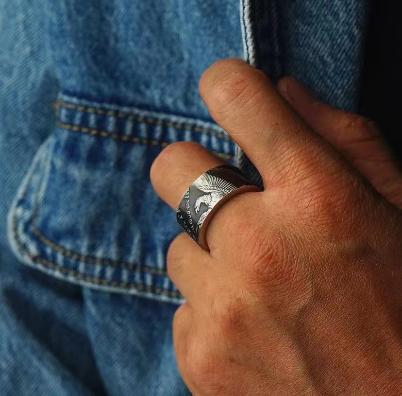 🎁Mongolia Jewelry - Mongolian Craft Handmade Morgan Silver Coin Bangle/Ring💎