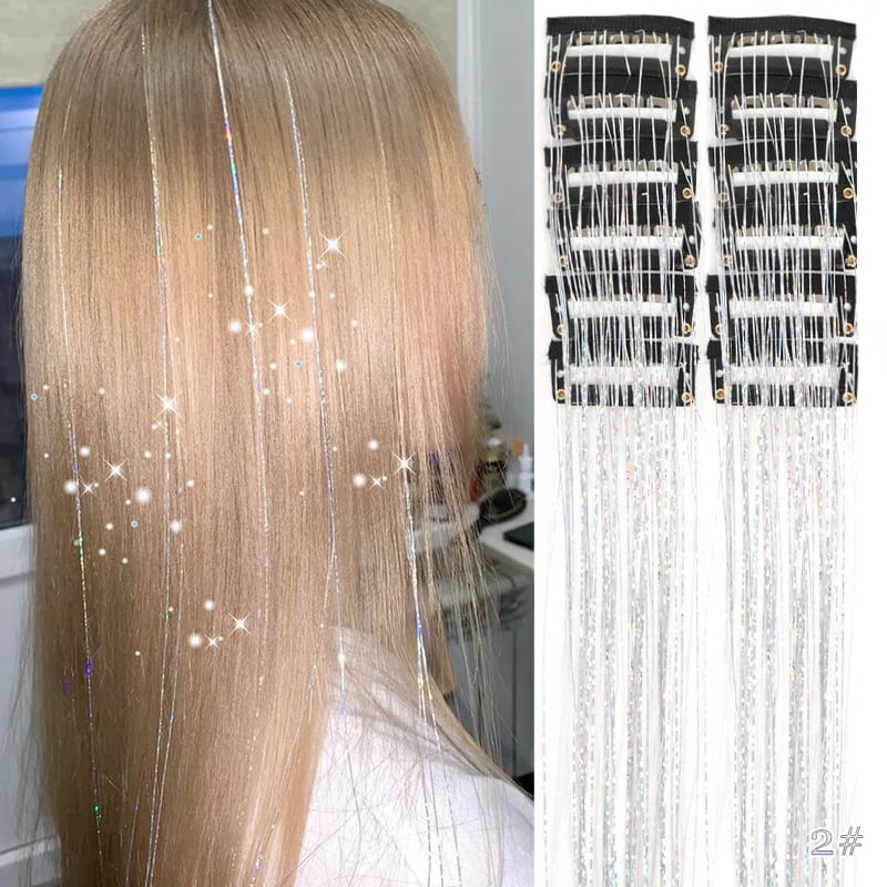 🔥Last Day 49% OFF ✨Clip-in Tinsel Hair Extensions(A set of 12 pieces)🌈