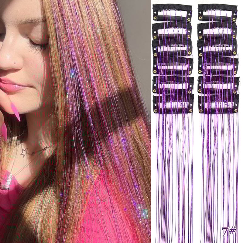 🔥Last Day 49% OFF ✨Clip-in Tinsel Hair Extensions(A set of 12 pieces)🌈