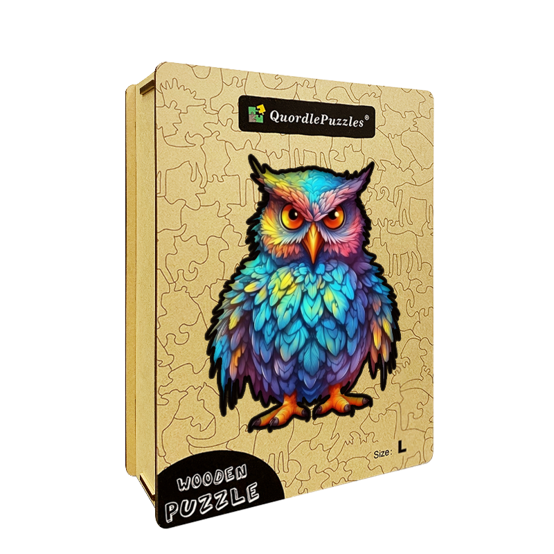 🔥LAST DAY 96% -Owl With Colorful Feathers Wooden Jigsaw Puzzle 🎁