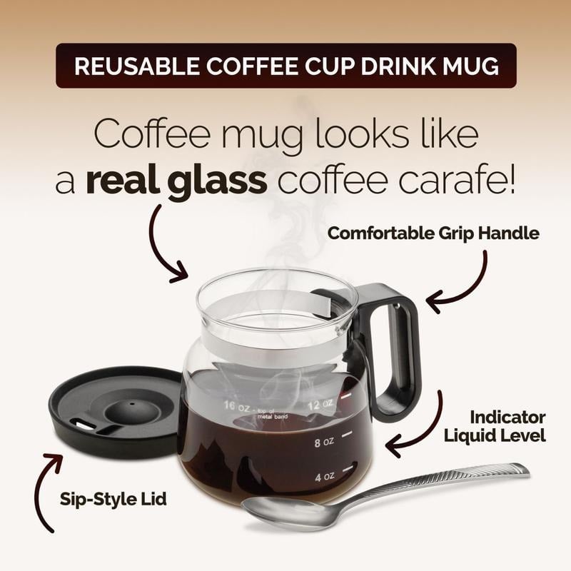 🔥Black Friday Sale - 50% OFF-☕ 16 Oz Glass Coffee Mug – Coffee Pot Style