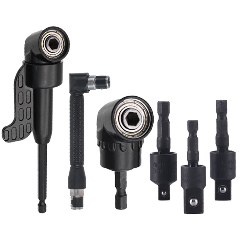 🔥HOT SALE 35% OFF -🛠️6Pcs Right Angle Drill Attachment Set with 105° Angle Drill Adapter and Impact Grade Socket Adapter
