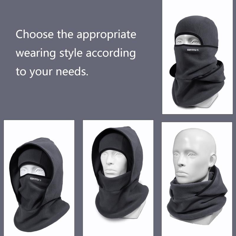 Diagram showing four ways to wear the balaclava