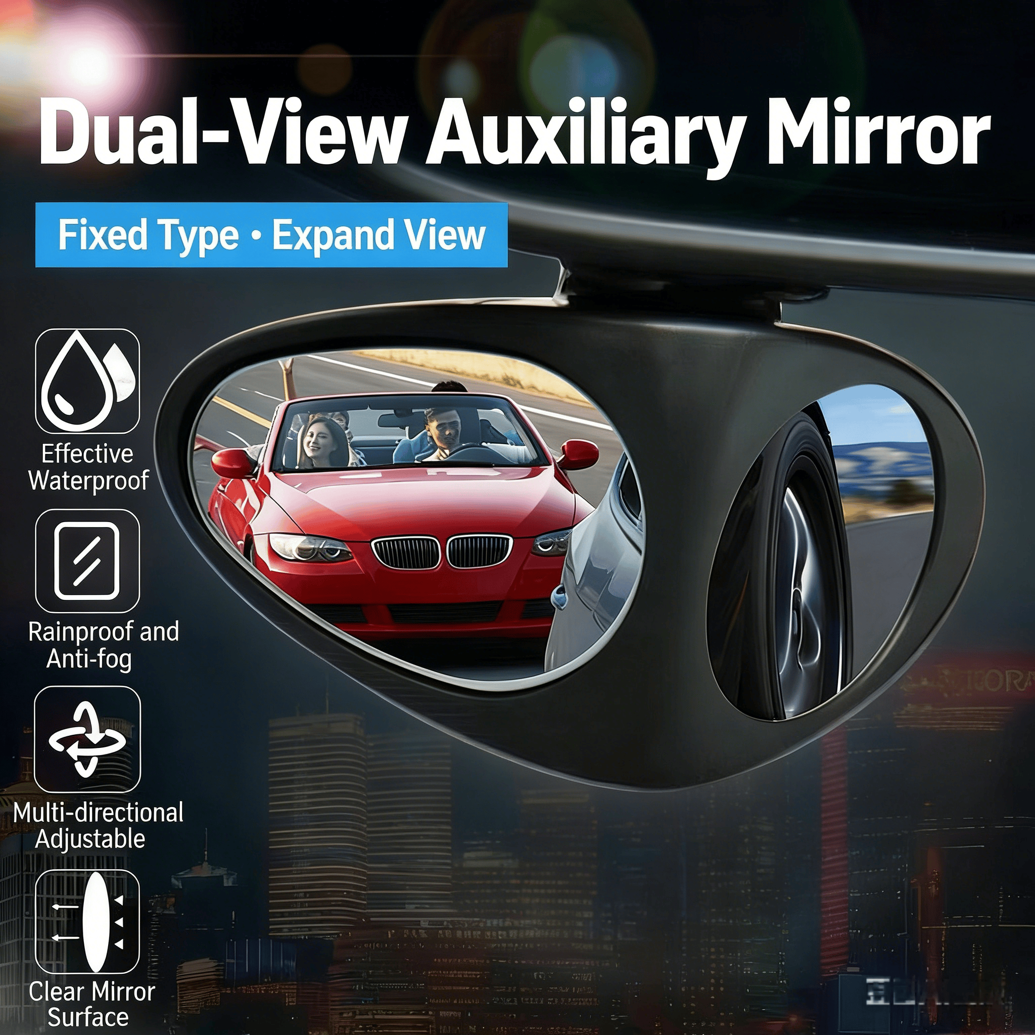 🔥LAST DAY 49% OFF - 🚗HD Car Blind Spot Elimination Mirror - 360° Rotatable, Rain/Fog Resistant